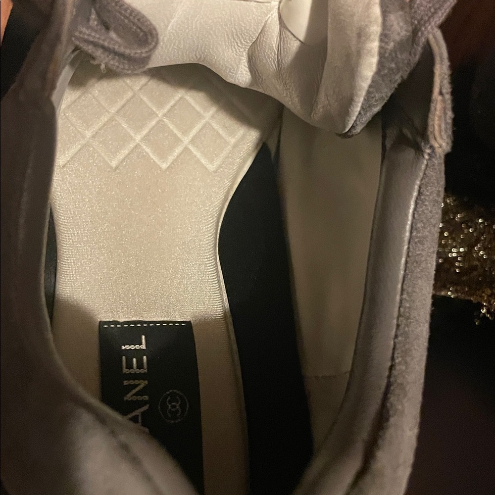 Authentic CHANEL Gray and Black Suede Sneakers with White CC Logo - Picture 11 of 13